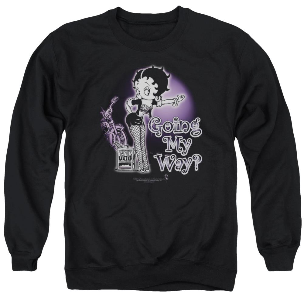 Betty Boop My Way Men's Crewneck 50 50 Poly Long-Sleeve T-Shirt