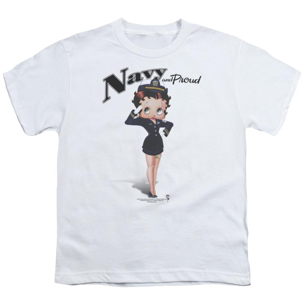 Betty Boop Navy Boop Youth 18/1 100% Cotton Short-Sleeve T-Shirt