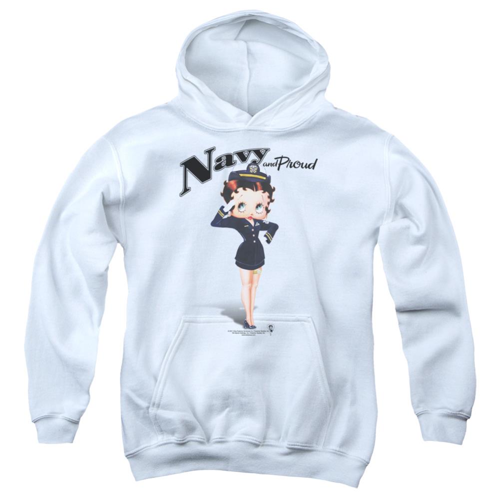 Betty Boop Navy Boop Youth Cotton Poly Pull-Over Hoodie