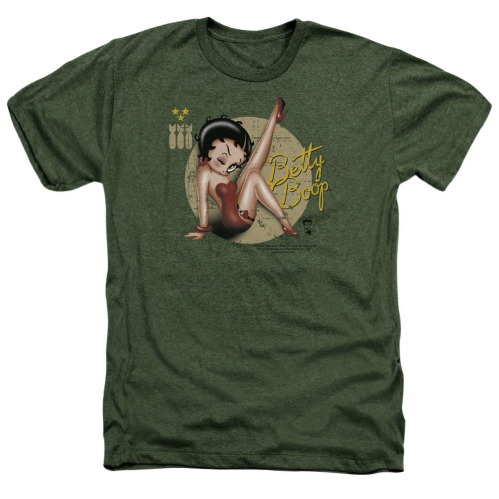 Betty Boop Nose Art Men's 30/1 Heather 60 40 Poly Short-Sleeve T-Shirt