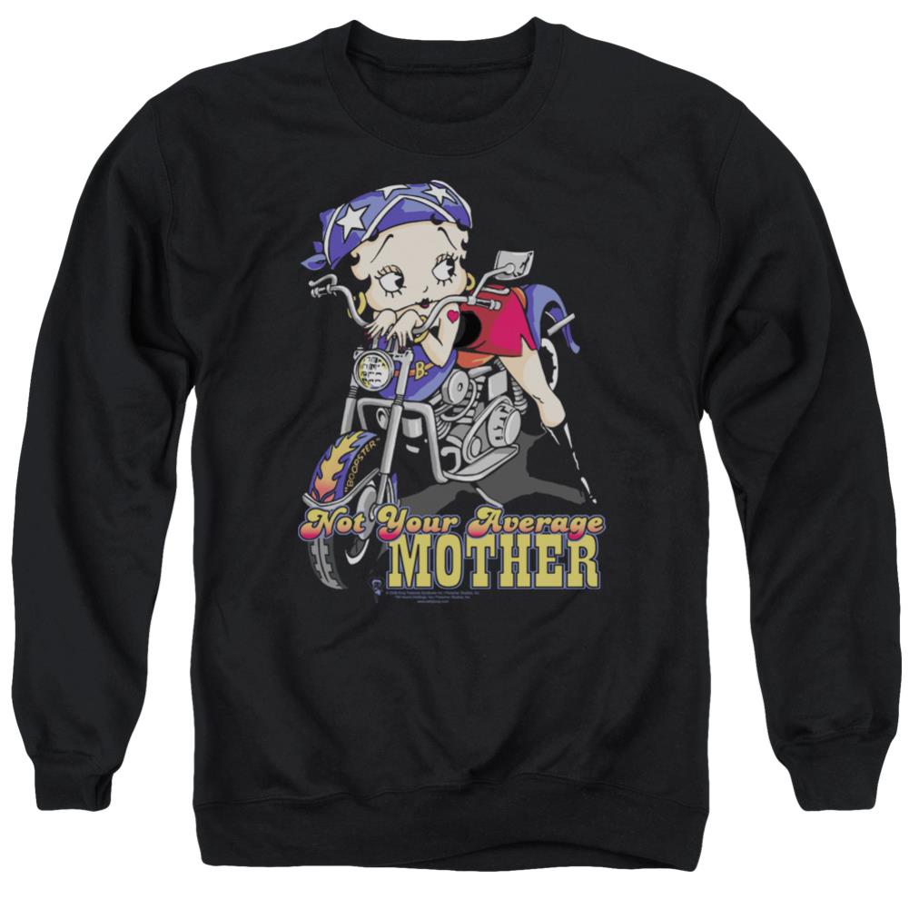 Betty Boop Not Your Average Mother Men's Crewneck 50 50 Poly Long-Sleeve T-Shirt