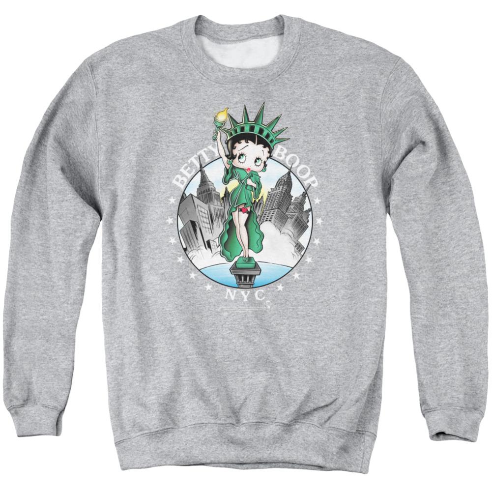 Betty Boop Nyc Men's Crewneck 50 50 Poly Long-Sleeve T-Shirt