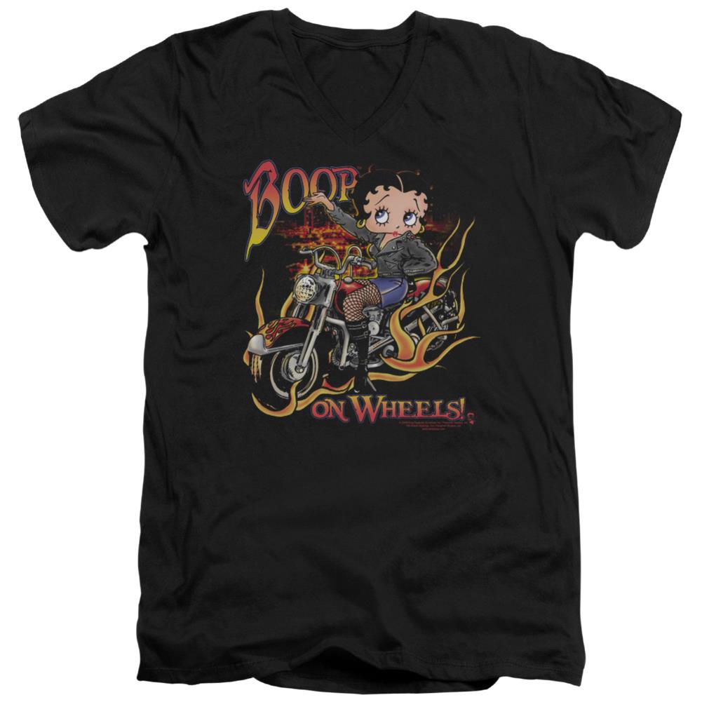 Betty Boop On Wheels Men's 30/1 Cotton Slim V-Neck T-Shirt