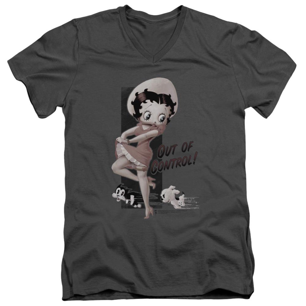 Betty Boop Out Of Control Men's 30/1 Cotton Slim V-Neck T-Shirt