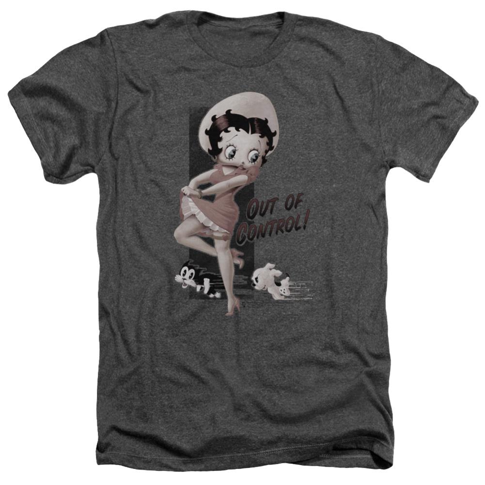 Betty Boop Out Of Control Men's 30/1 Heather 60 40 Poly Short-Sleeve T-Shirt