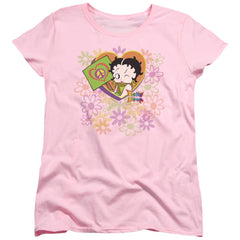 Betty Boop Peace Love And Boop Women's 18/1 Cotton Short-Sleeve T-Shirt
