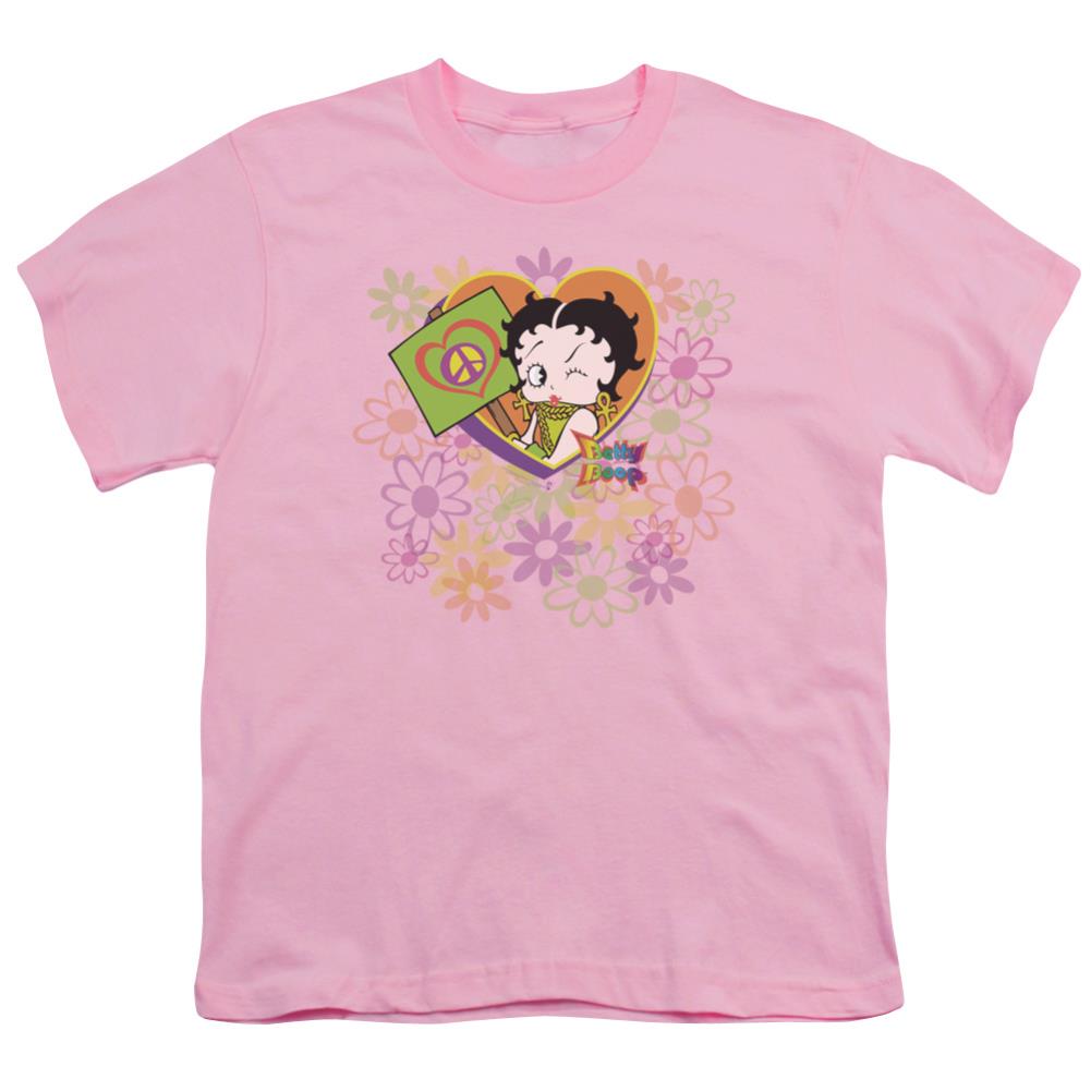 Betty Boop Peace Love And Boop Youth 18/1 100% Cotton Short-Sleeve T-Shirt