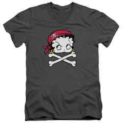 Betty Boop Pirate Men's 30/1 Cotton Slim V-Neck T-Shirt