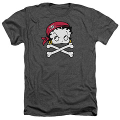 Betty Boop Pirate Men's 30/1 Heather 60 40 Poly Short-Sleeve T-Shirt