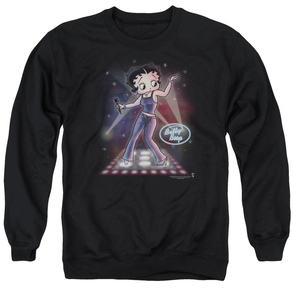 Betty Boop Pop Star Men's Crewneck 50 50 Poly Long-Sleeve T-Shirt