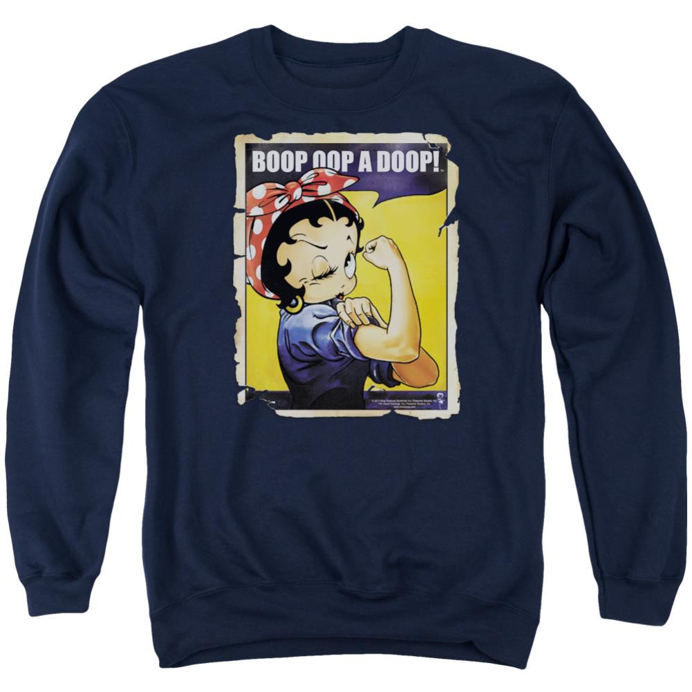Betty Boop Power Men's Crewneck 50 50 Poly Long-Sleeve T-Shirt