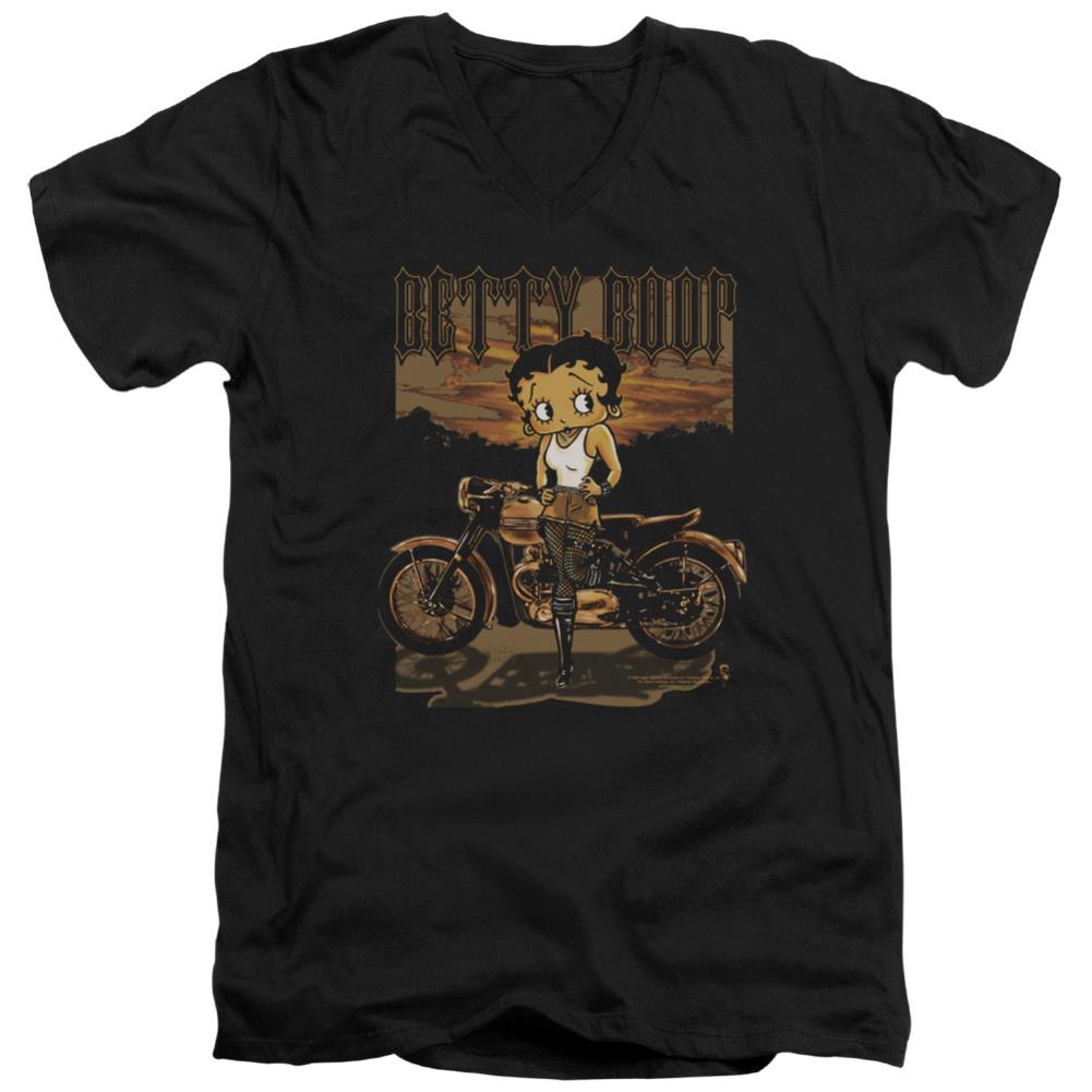 Betty Boop Rebel Rider Men's 30/1 Cotton Slim V-Neck T-Shirt