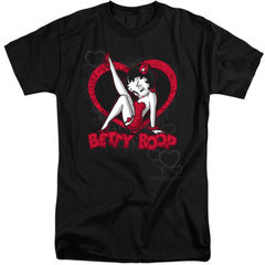 Betty Boop Scrolling Hearts Men's 18/1 Tall Cotton Short-Sleeve T-Shirt