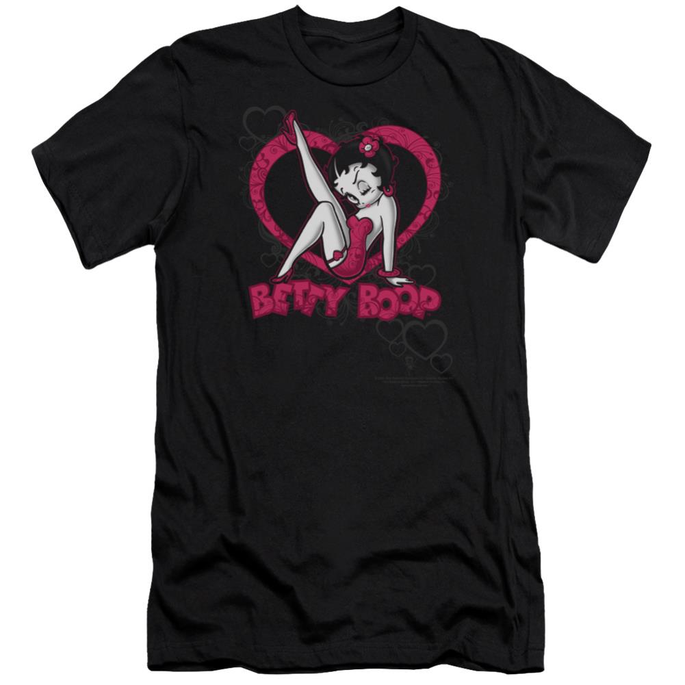 Betty Boop Scrolling Hearts Men's Ultra-Soft 30/1 Cotton Slim Short-Sleeve T-Shirt
