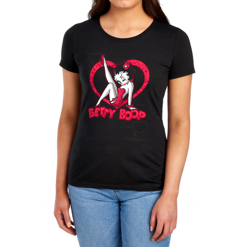 Betty Boop Scrolling Hearts Women's 18/1 Cotton Short-Sleeve T-Shirt