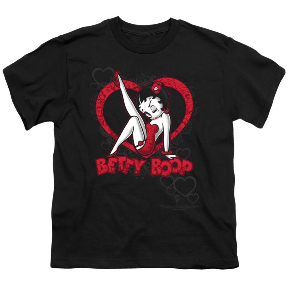 Betty Boop Scrolling Hearts Youth 18/1 100% Cotton Short-Sleeve T-Shirt
