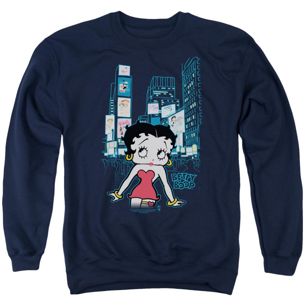 Betty Boop Square Men's Crewneck 50 50 Poly Long-Sleeve T-Shirt