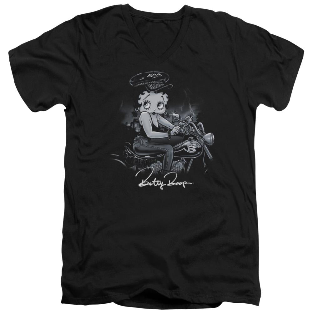 Betty Boop Storm Rider Men's 30/1 Cotton Slim V-Neck T-Shirt