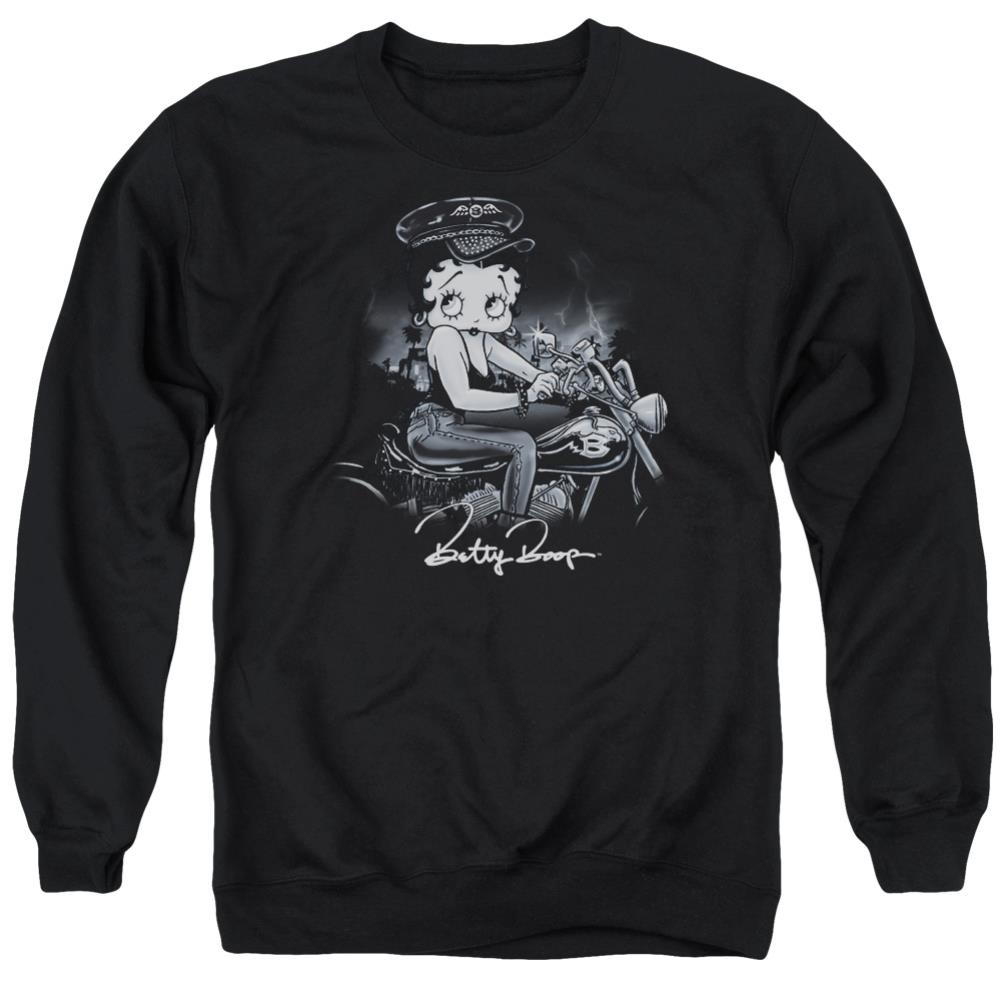 Betty Boop Storm Rider Men's Crewneck 50 50 Poly Long-Sleeve T-Shirt