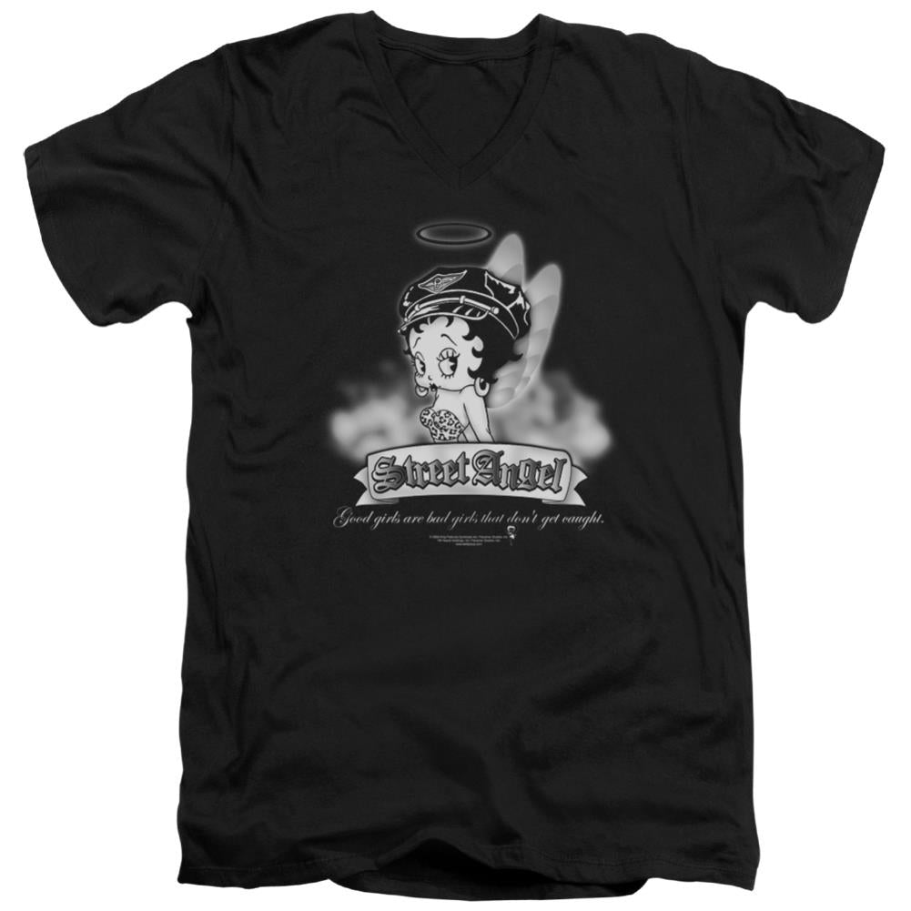 Betty Boop Street Angel Men's 30/1 Cotton Slim V-Neck T-Shirt