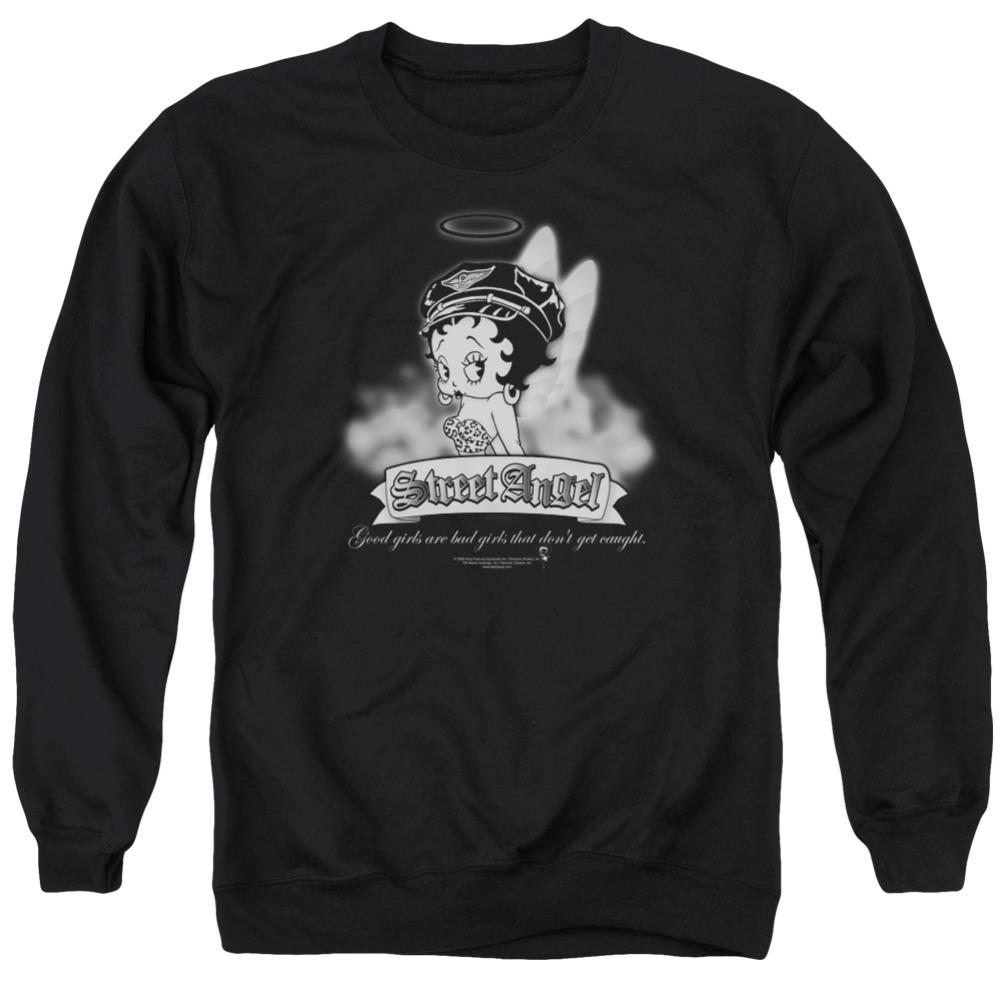 Betty Boop Street Angel Men's Crewneck 50 50 Poly Long-Sleeve T-Shirt