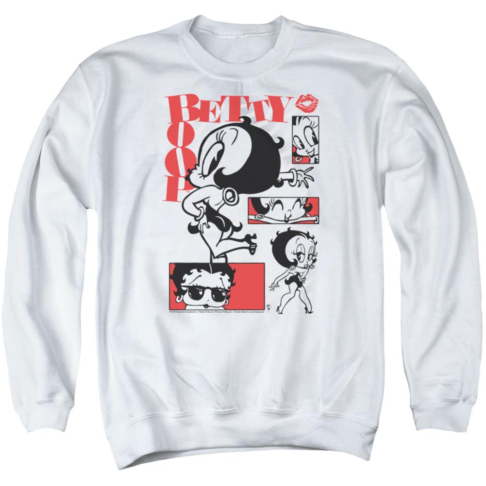 Betty Boop Stylin Snaps Men's Crewneck 50 50 Poly Long-Sleeve T-Shirt