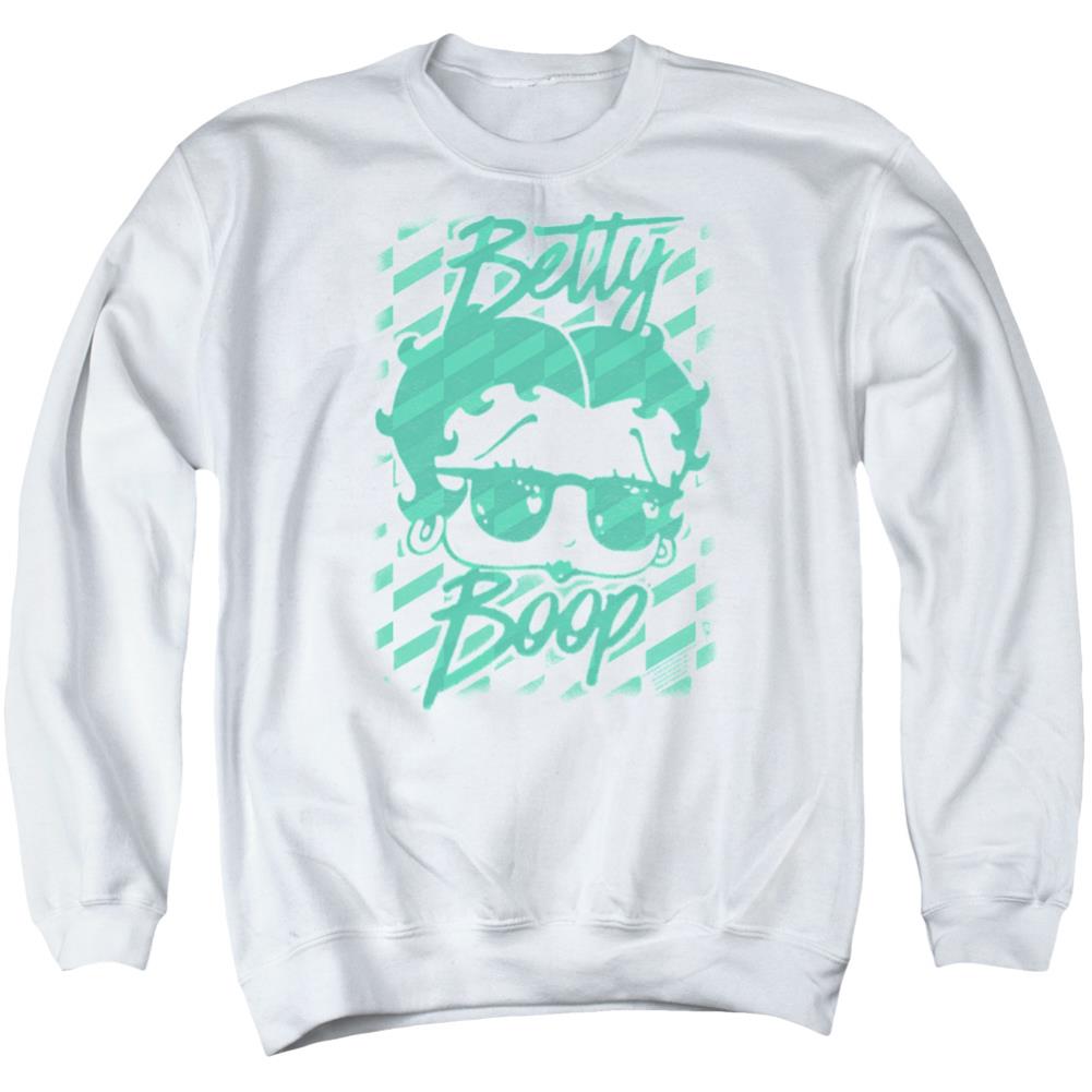 Betty Boop Summer Shades Men's Crewneck 50 50 Poly Long-Sleeve T-Shirt