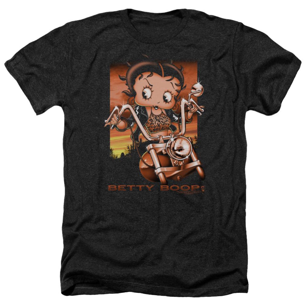Betty Boop Sunset Rider Men's 30/1 Heather 60 40 Poly Short-Sleeve T-Shirt