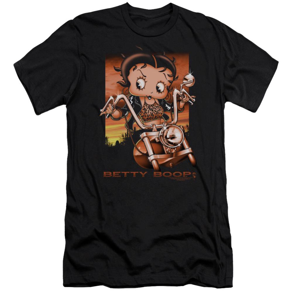 Betty Boop Sunset Rider Men's Ultra-Soft 30/1 Cotton Slim Short-Sleeve T-Shirt