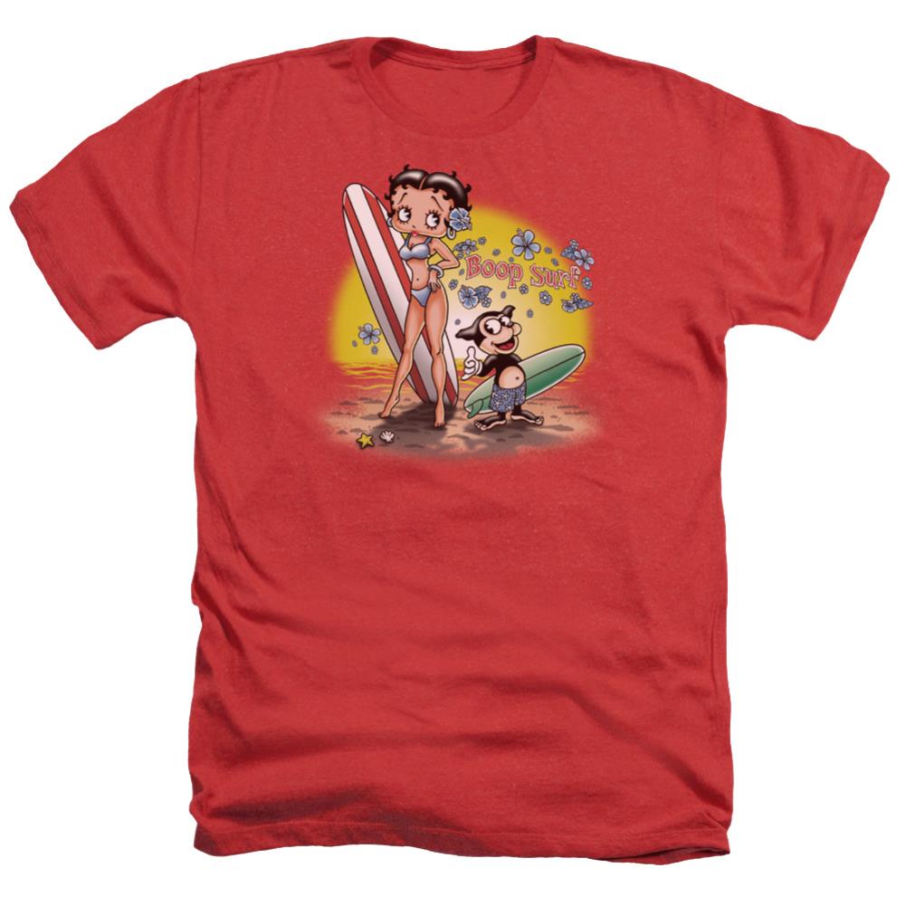 Betty Boop Surf Men's 30/1 Heather 60 40 Poly Short-Sleeve T-Shirt