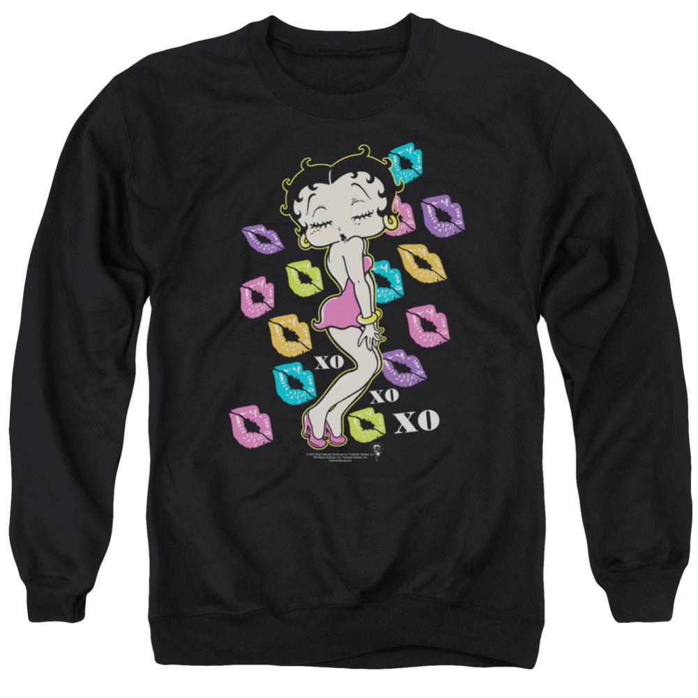 Betty Boop Tripple Xo Men's Crewneck 50 50 Poly Long-Sleeve T-Shirt