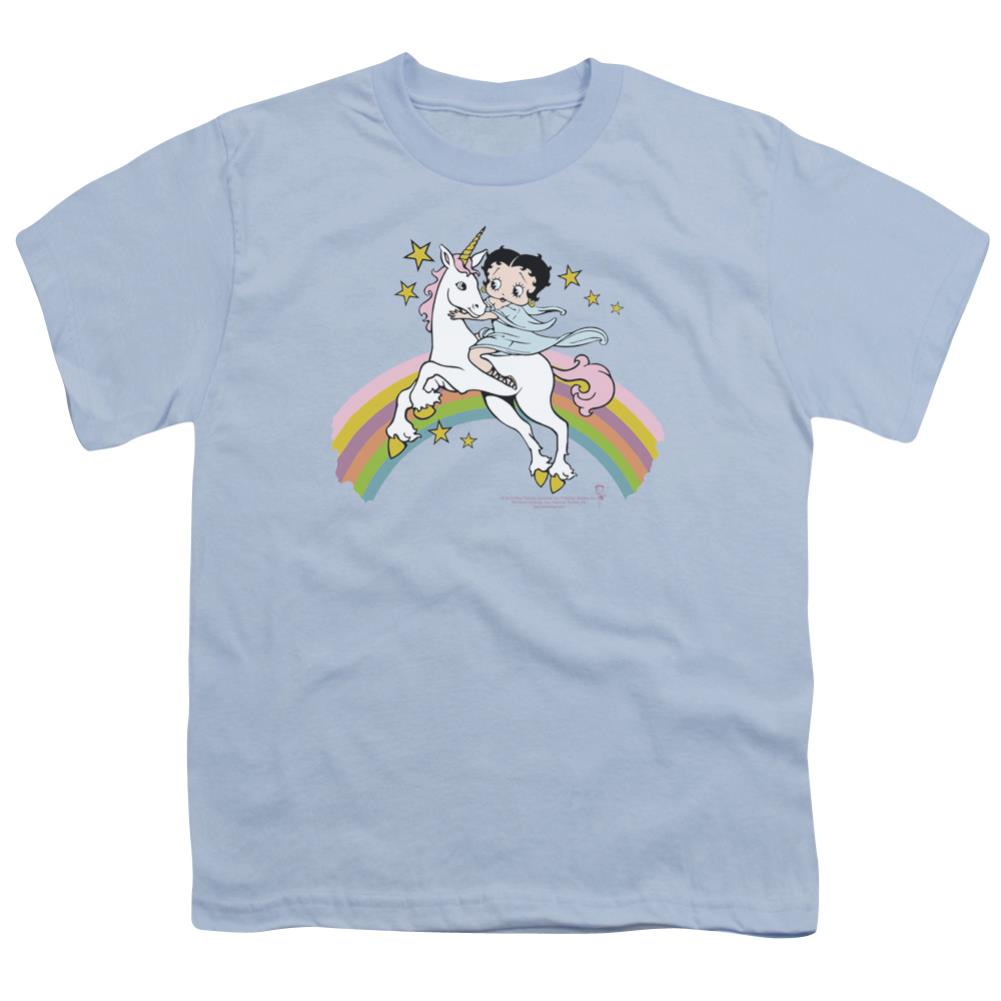 Betty Boop Unicorn & Rainbows Youth 18/1 100% Cotton Short-Sleeve T-Shirt