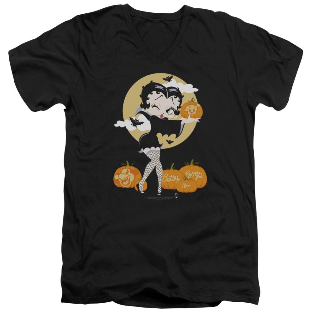 Betty Boop Vamp Pumkins Men's 30/1 Cotton Slim V-Neck T-Shirt