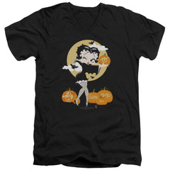 Betty Boop Vamp Pumkins Men's 30/1 Cotton Slim V-Neck T-Shirt