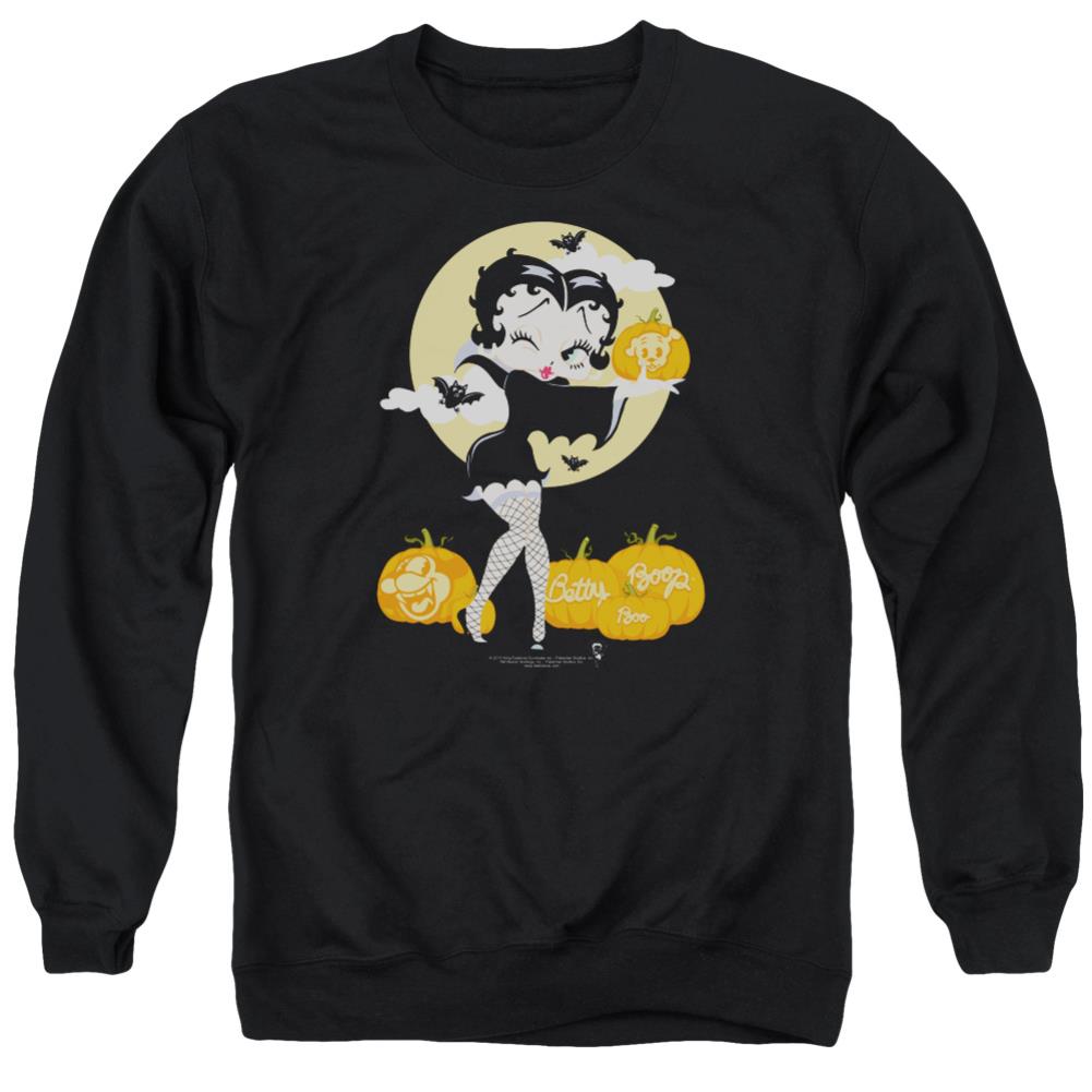 Betty Boop Vamp Pumkins Men's Crewneck 50 50 Poly Long-Sleeve T-Shirt