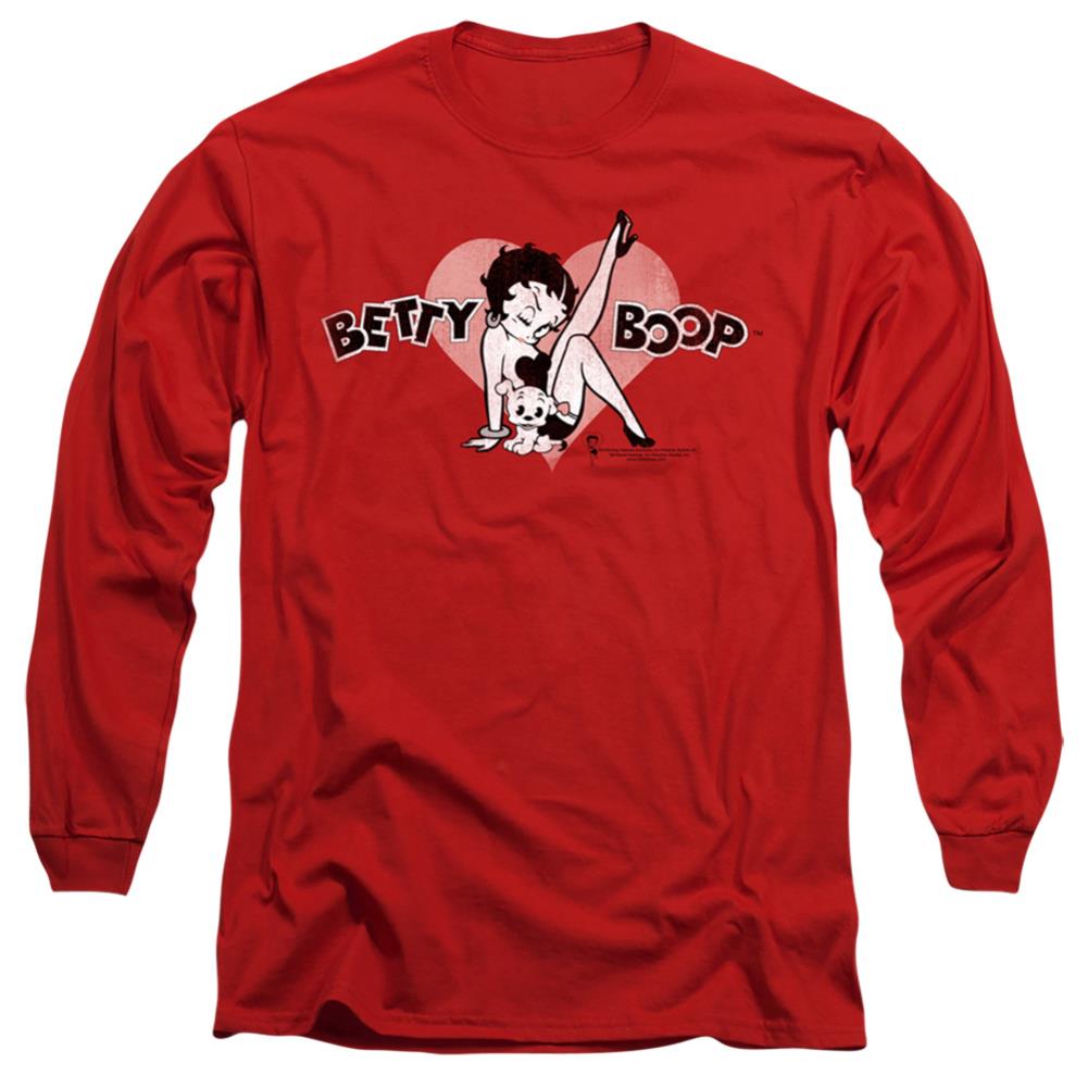 Betty Boop Vintage Cutie Pup Men's 18/1 Cotton Long-Sleeve T-Shirt