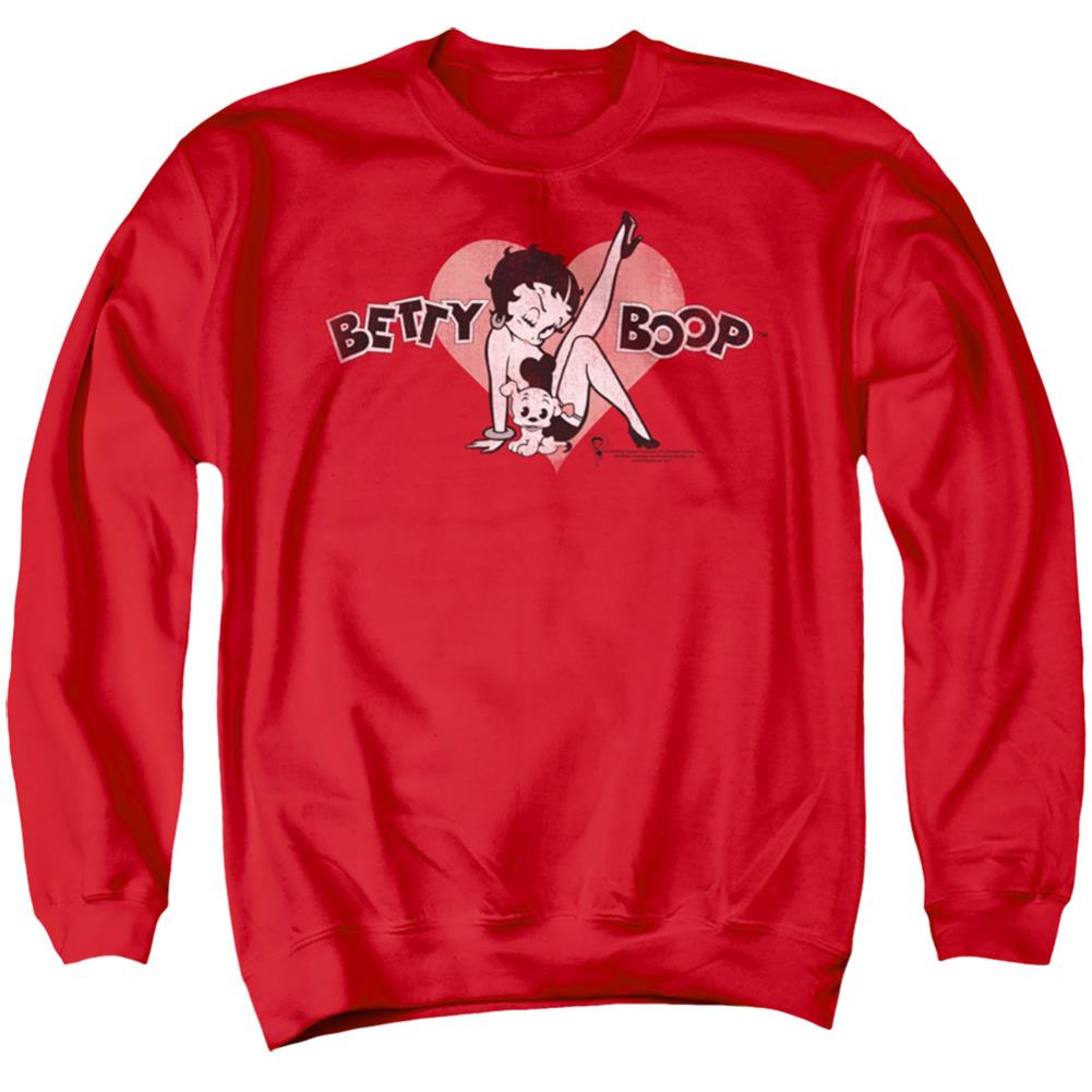 Betty Boop Vintage Cutie Pup Men's Crewneck 50 50 Poly Long-Sleeve T-Shirt