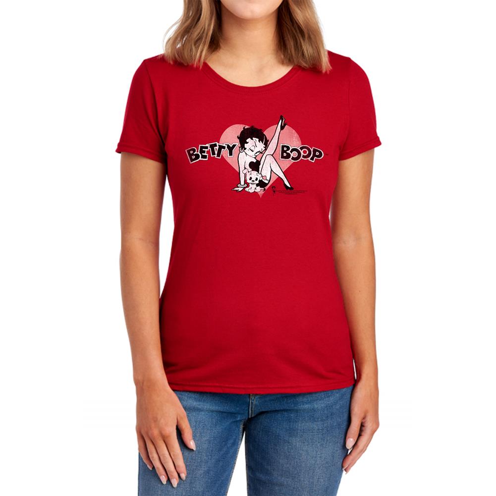 Betty Boop Vintage Cutie Pup Women's 18/1 Cotton Short-Sleeve T-Shirt