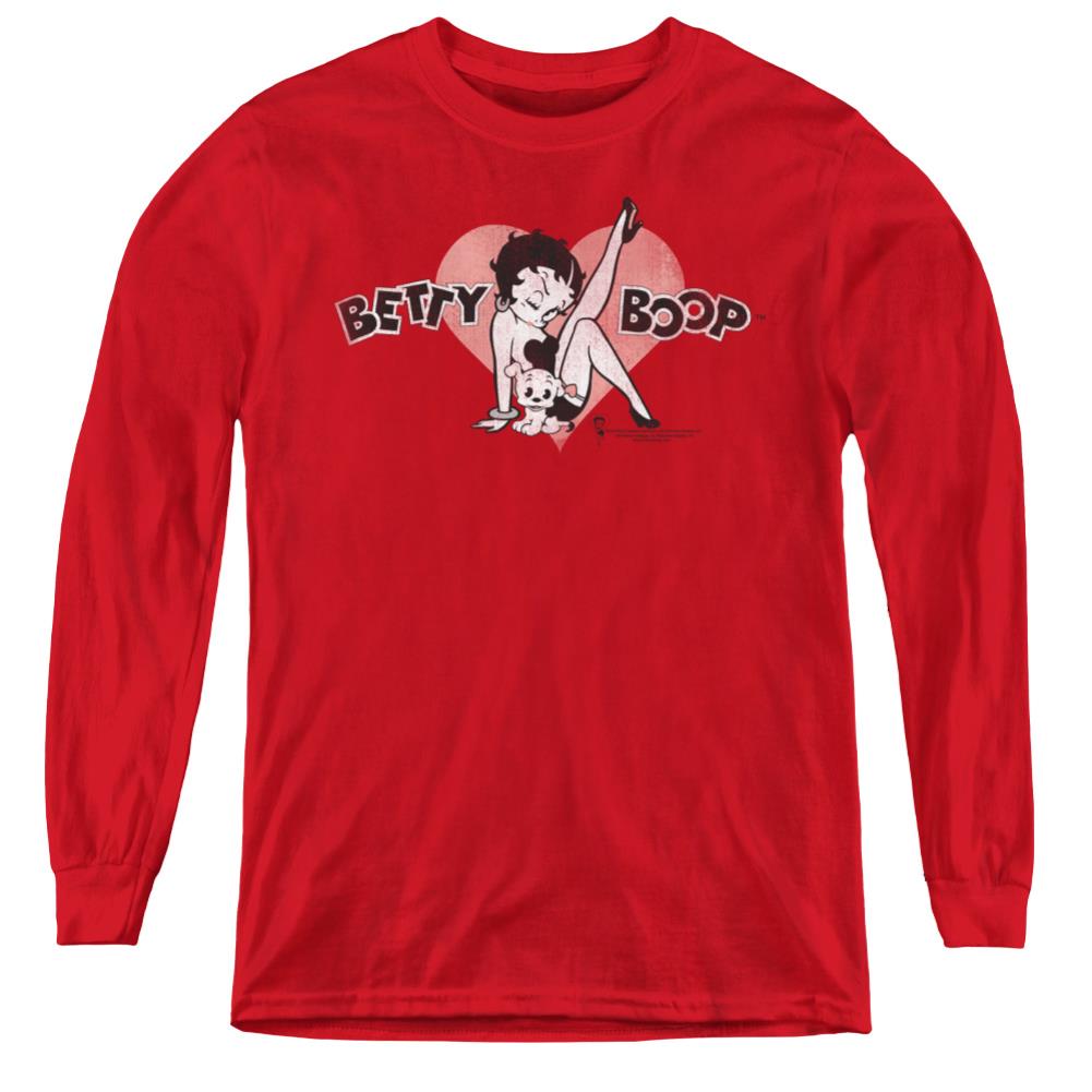 Betty Boop Vintage Cutie Pup Youth Long-Sleeve T-Shirt