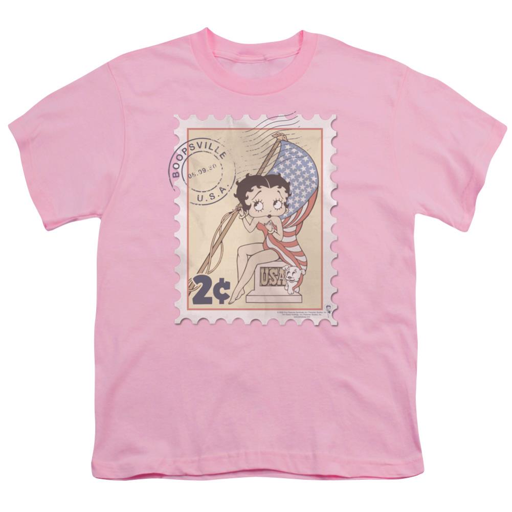 Betty Boop Vintage Stamp Youth 18/1 100% Cotton Short-Sleeve T-Shirt