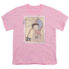 Betty Boop Vintage Stamp Youth 18/1 100% Cotton Short-Sleeve T-Shirt
