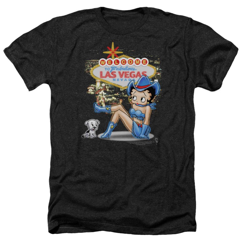 Betty Boop Welcome Las Vegas Men's 30/1 Heather 60 40 Poly Short-Sleeve T-Shirt