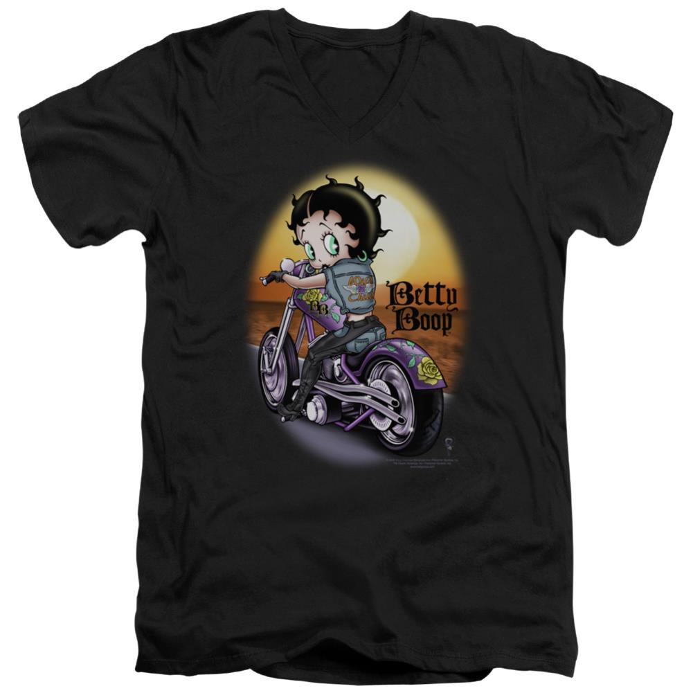 Betty Boop Wild Biker Men's 30/1 Cotton Slim V-Neck T-Shirt