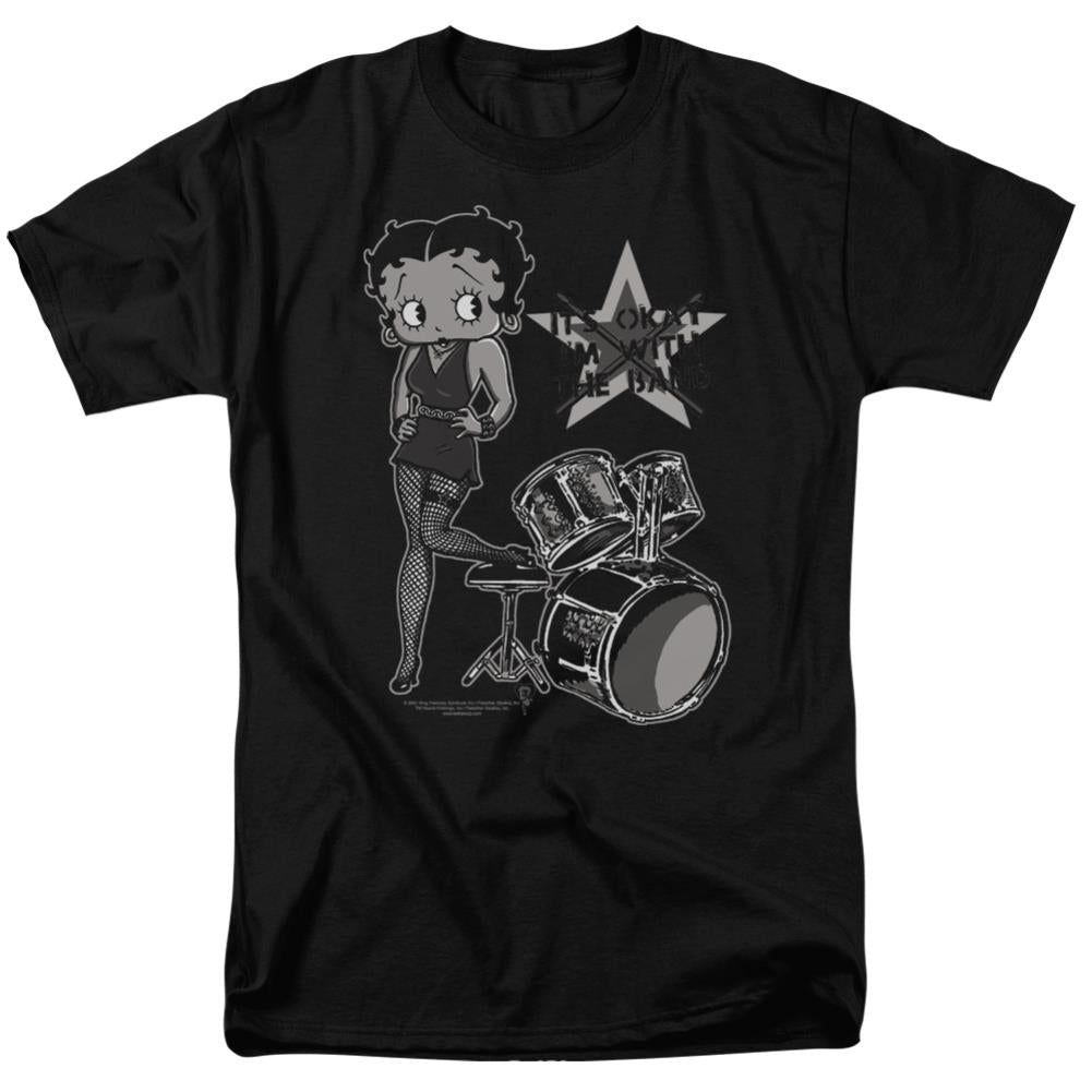 Betty Boop With The Band Men's 18/1 Cotton Short-Sleeve T-Shirt