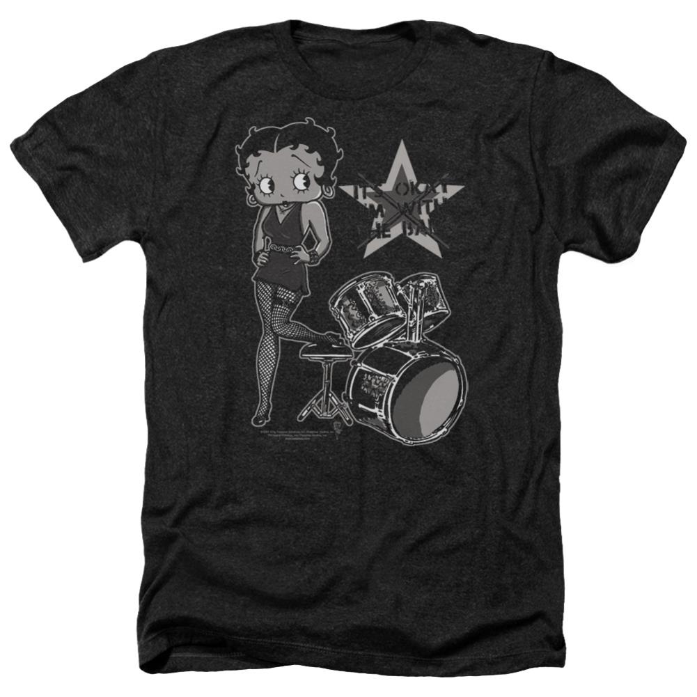 Betty Boop With The Band Men's 30/1 Heather 60 40 Poly Short-Sleeve T-Shirt