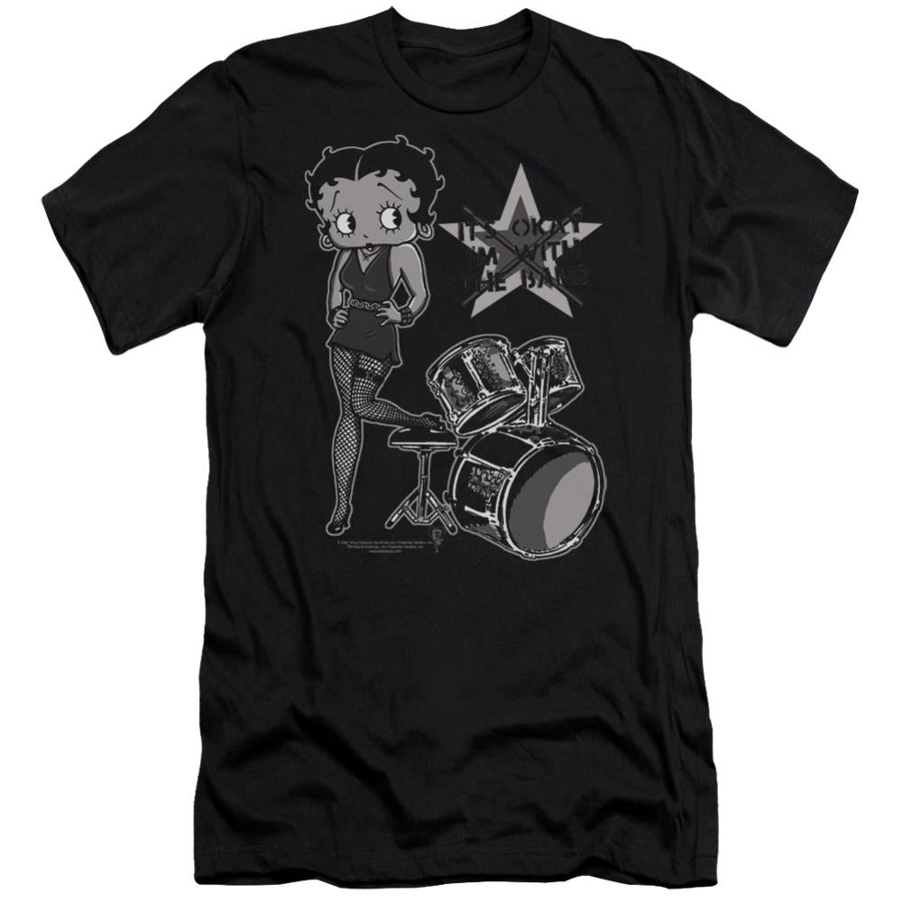 Betty Boop With The Band Men's Ultra-Soft 30/1 Cotton Slim Short-Sleeve T-Shirt