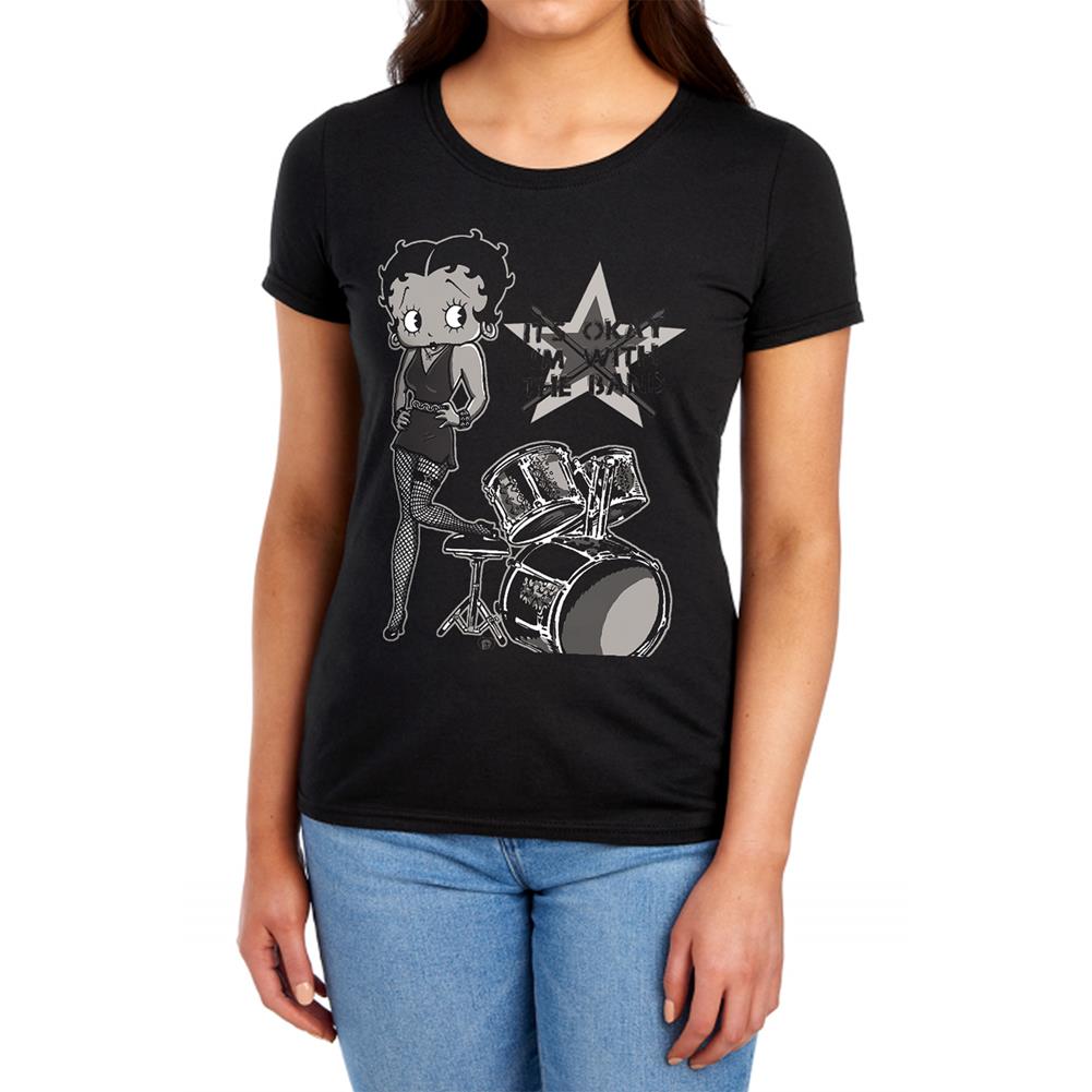 Betty Boop With The Band Women's 18/1 Cotton Short-Sleeve T-Shirt