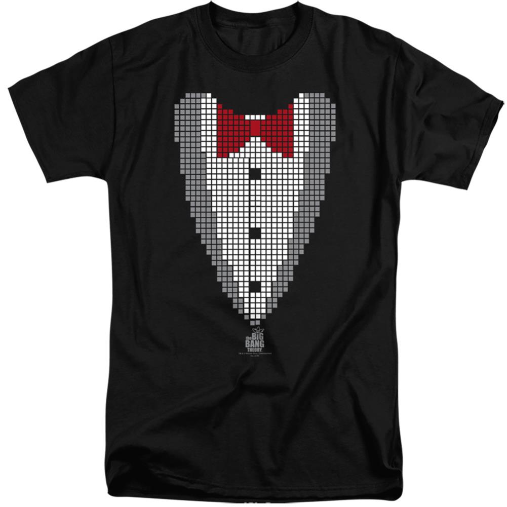 Big Bang Theory Pixelated Tux Men's 18/1 Tall Cotton Short-Sleeve T-Shirt