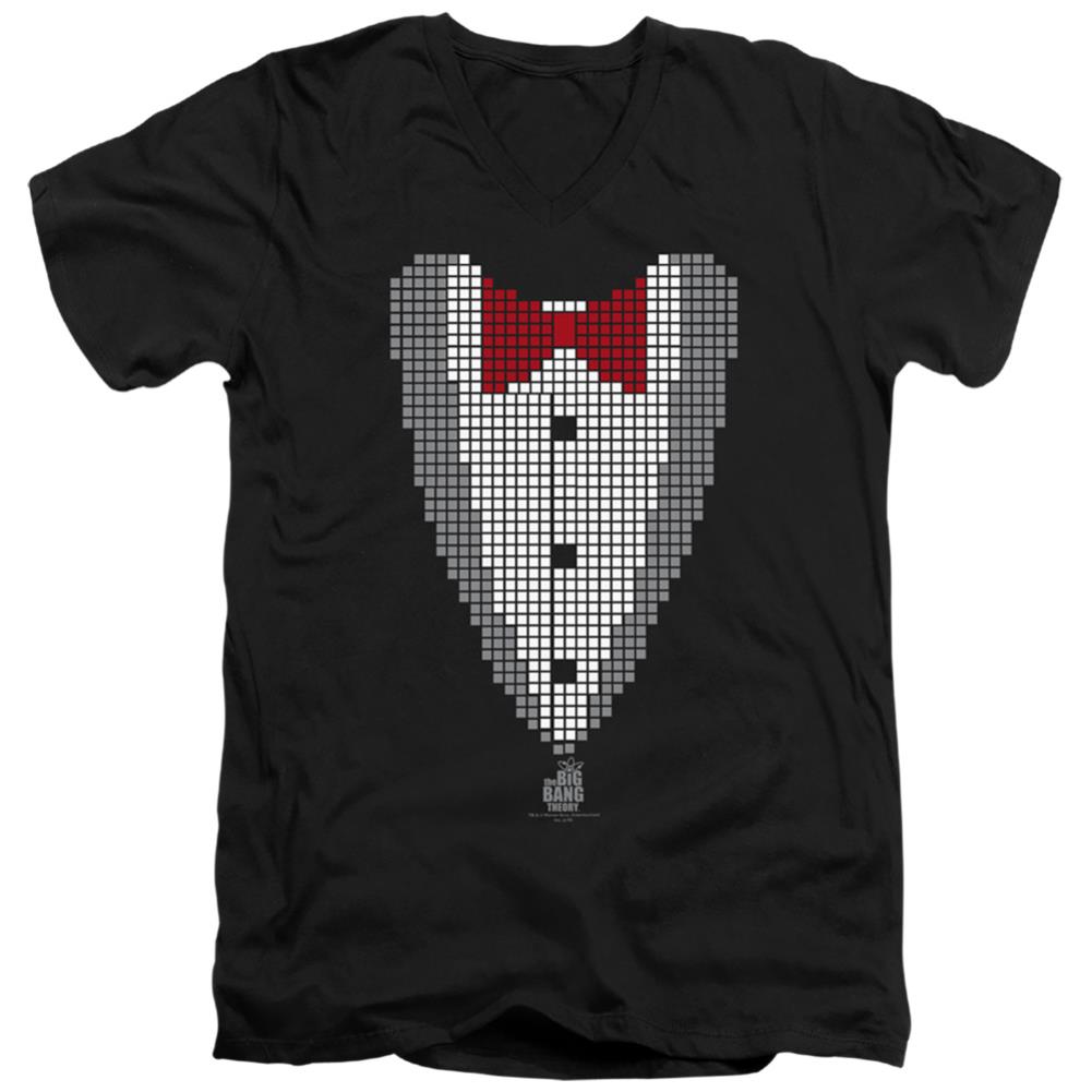 Big Bang Theory Pixelated Tux Men's 30/1 Cotton Slim V-Neck T-Shirt