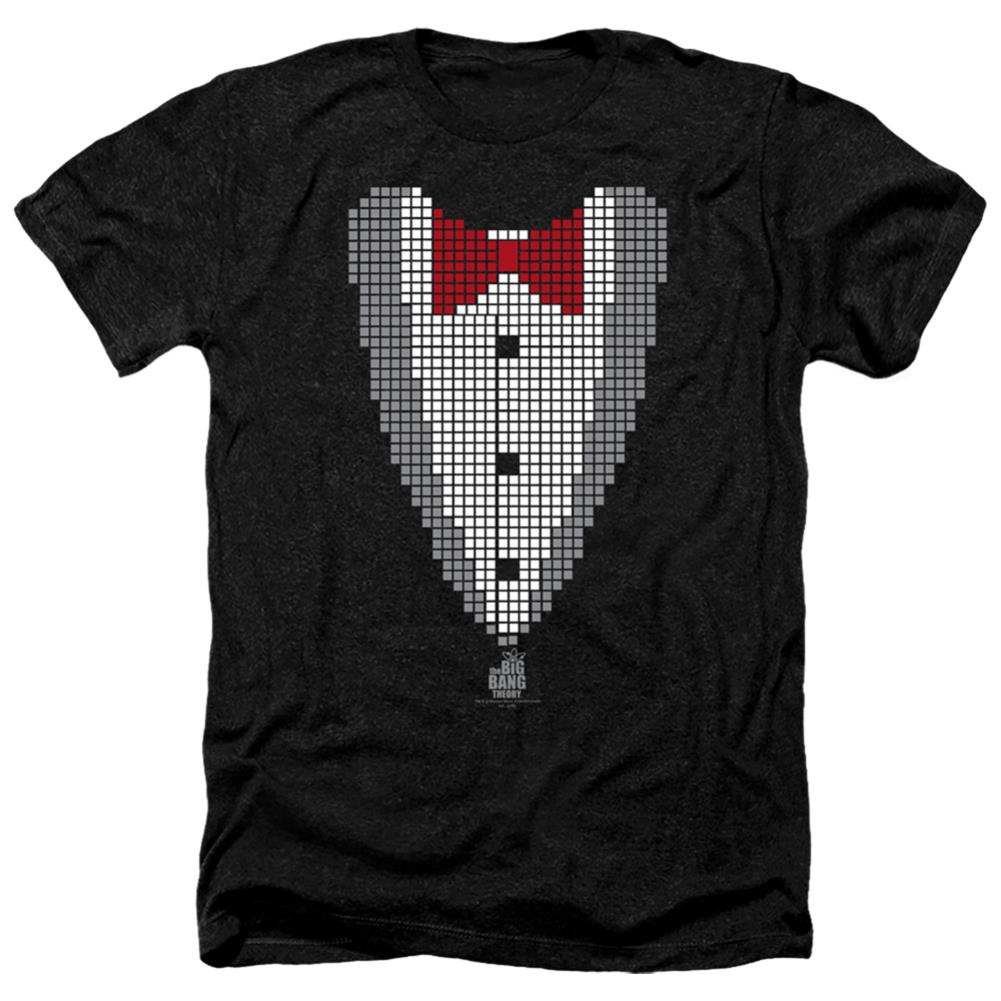 Big Bang Theory Pixelated Tux Men's 30/1 Heather 60 40 Poly Short-Sleeve T-Shirt